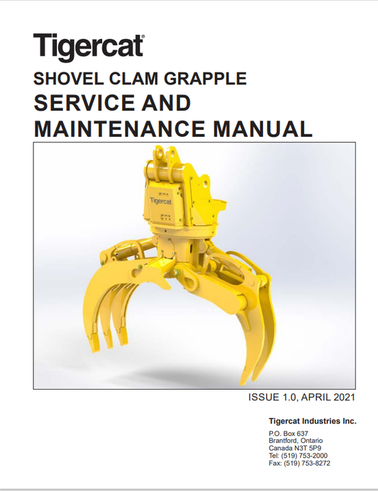 Tigercat 65157A Shovel Clam Grapple Service And Maintenance Manual 65157ANG