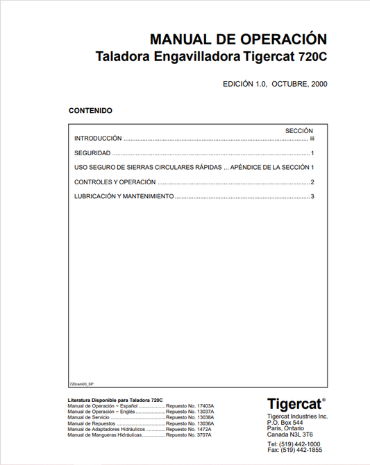 Tigercat  720C Logging And Bundling Machine Operator Manual 17403A
