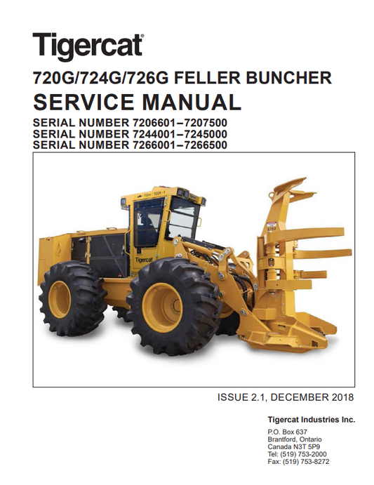Tigercat 720G, 724G, 726G Feller Buncher Service Manual 47055AENG