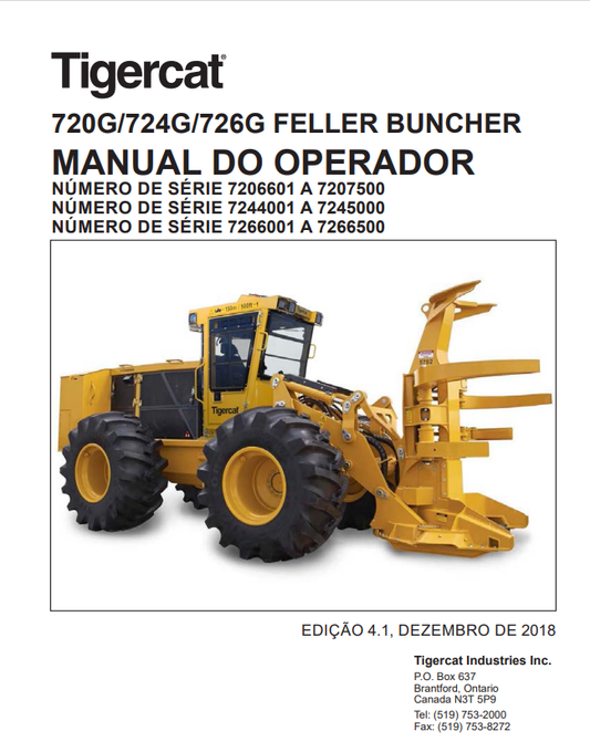Tigercat 720G, 724G, 726G Feller Buncher Operator Manual 47054AENG