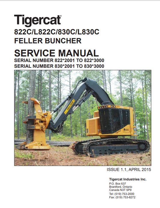 Tigercat 822C, L822C, 830C, L830C Feller Buncher Service Manual 41019AENG