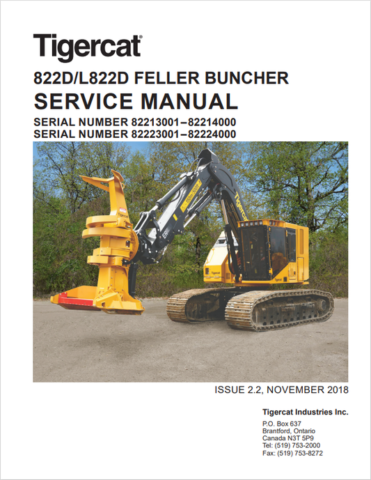 Tigercat 822D, L822D Feller Buncher Service Manual 44831AENG 