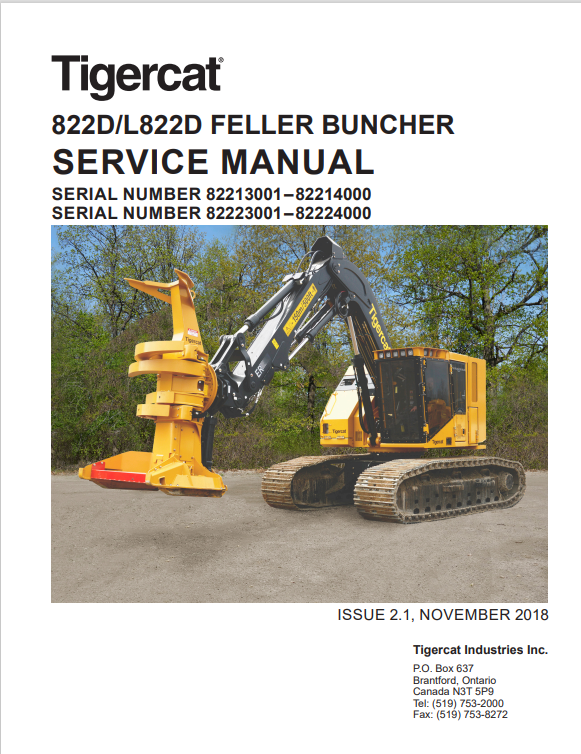 Tigercat 822D, L822D Feller Buncher Service Manual 44831AENG