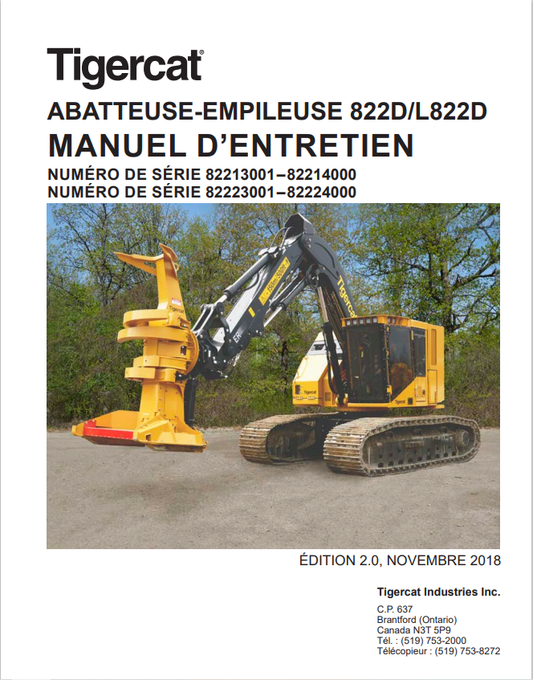 Tigercat 822D, L822D Felling And Stacking Machine Maintenance Manual 44832A