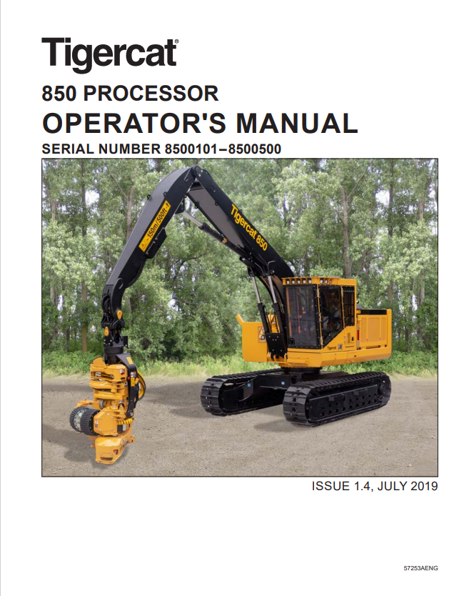 Tigercat 850 Processor Operator Manual 57253AENG