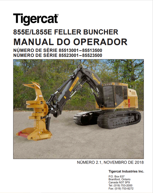 Tigercat 855E, L855E Feller Buncher Operator Manual 52279AENG 1
