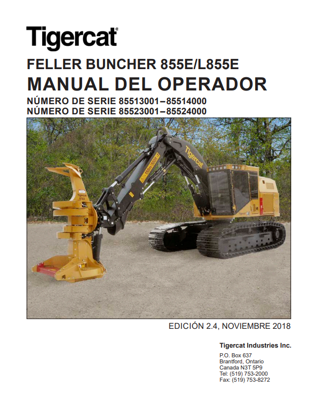 Tigercat 855E, L855E Feller Buncher Operator Manual 52279AENG 2
