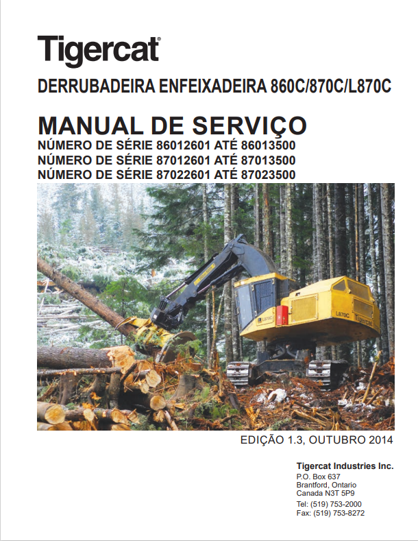 Tigercat 860C, 870C, L870C Falling Down Feixadeira Service Manual 39183AENG