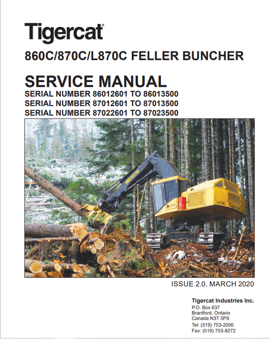 Tigercat 860C, 870C, L870C Feller Buncher Service Manual 39183AENG
