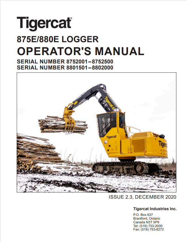 Tigercat 875E, 880E Logger Service Manual 62824AENG