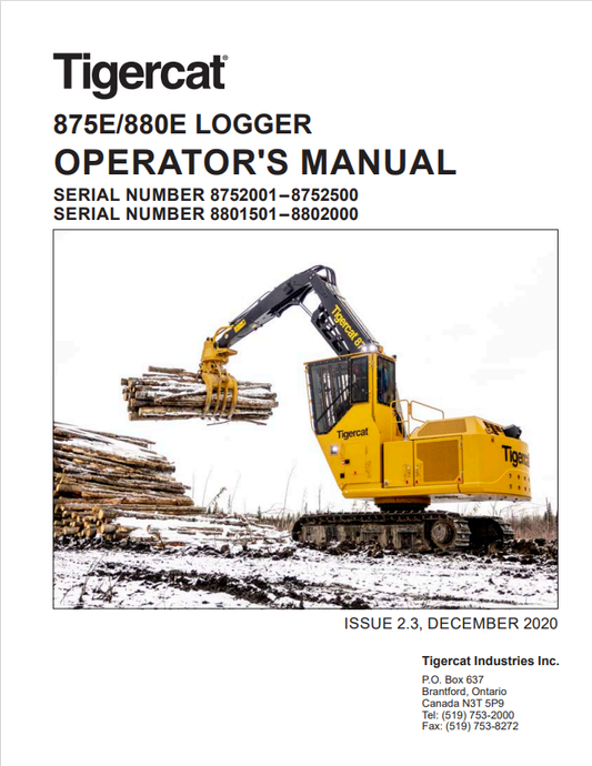Tigercat 875E, 880E Logger Service Manual 62824AENG