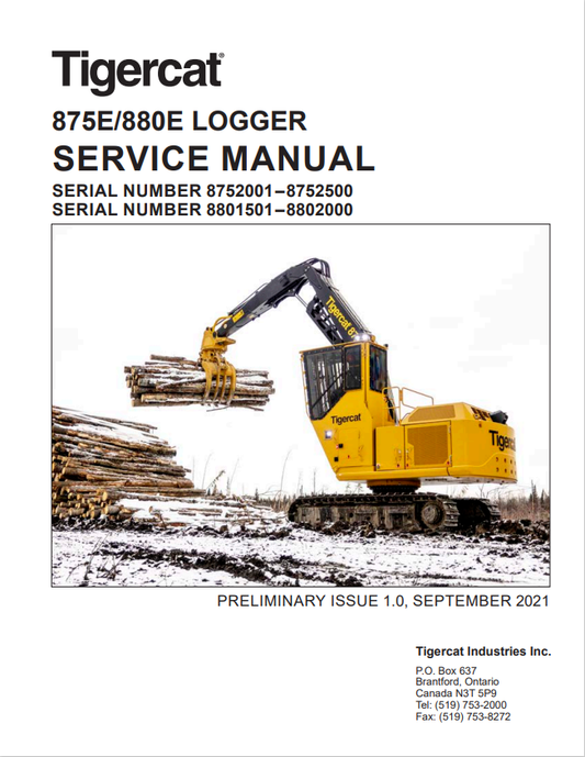 Tigercat 875E, 880E Logger Service Manual 62825AENG