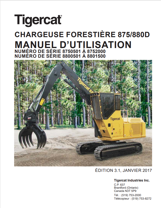 Tigercat 875, 880D Forestry Loader User Manual 41270A