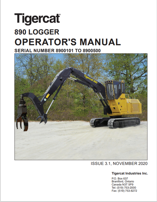 Tigercat 890 Logger Operator Manual 54277AENG
