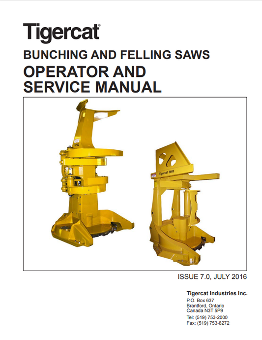 Tigercat 8931A Bunching And Felling Saws Operator And Service Manual 8931A