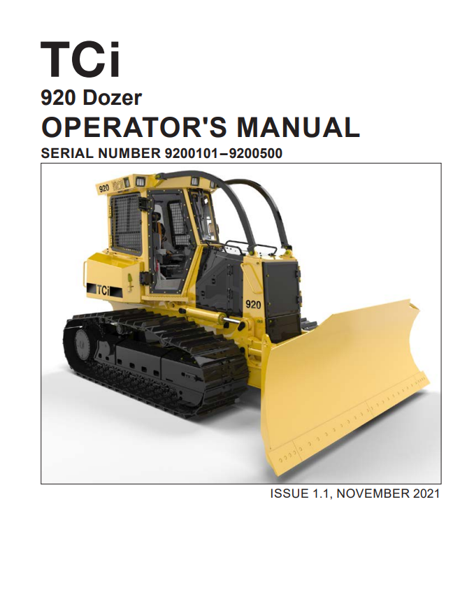 Tigercat 920 Dozer Service Manual 60150AENG