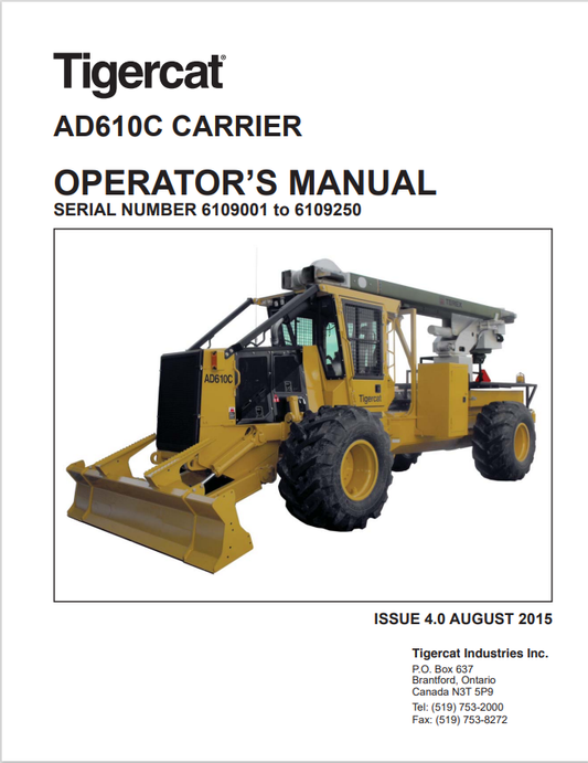 Tigercat AD610C Carrier Operator Manual 35611A