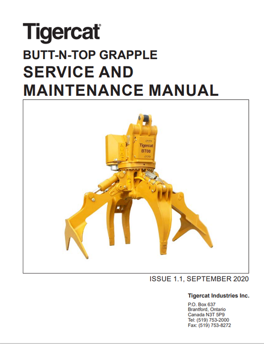 Tigercat Butt-n-top Grapple Service And Maintenance Manual 62849AENG
