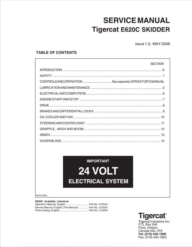 Tigercat E620C Skidder Service Manual