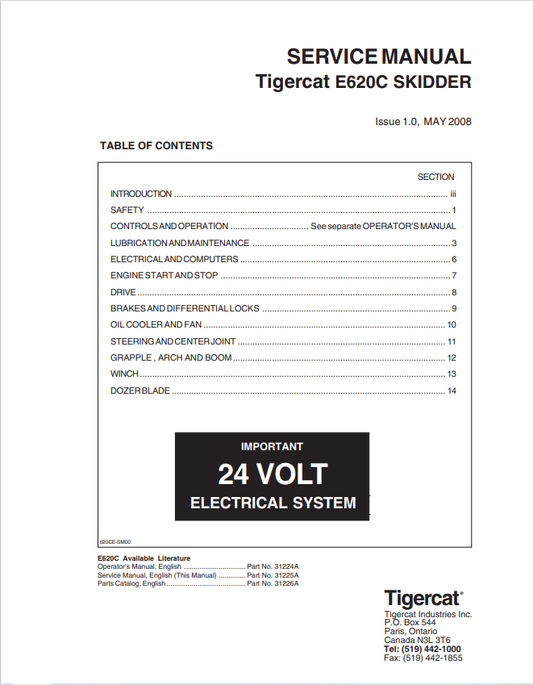Tigercat E620C Skidder Service Manual