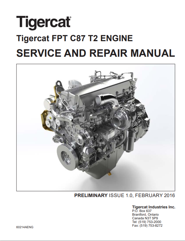 Tigercat FPT C87 T2 Engine Service And Repair Manual 60214AENG