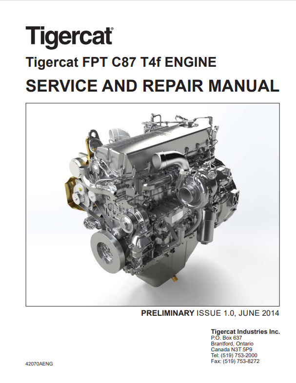 Tigercat FPT C87 T4F Engine Service And Repair Manual 42070AENG