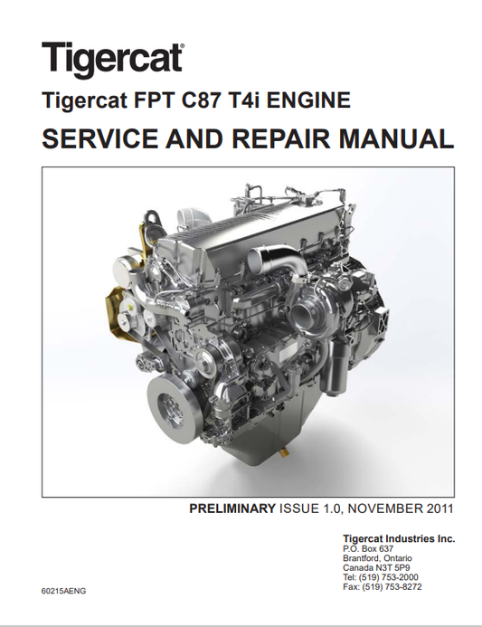 Tigercat FPT C87 T4I Engine Service And Repair Manual 60215AENG