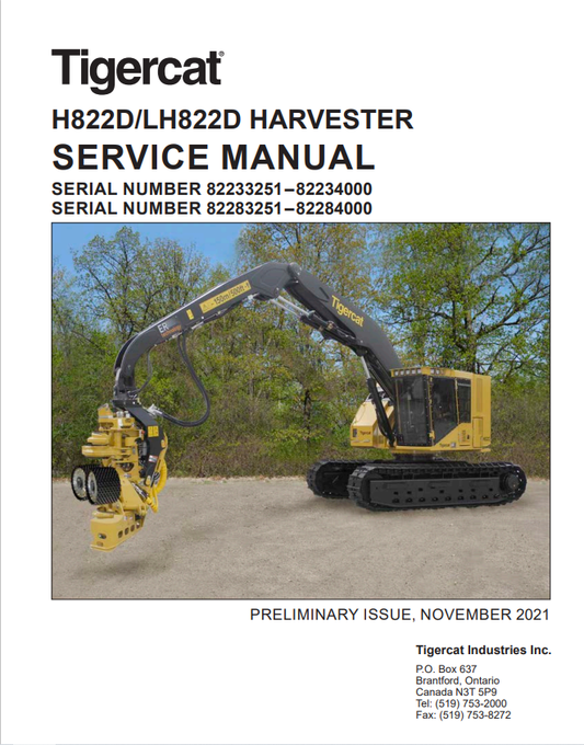 Tigercat H822D, LH822D Harvester Service Manual 51718AENG