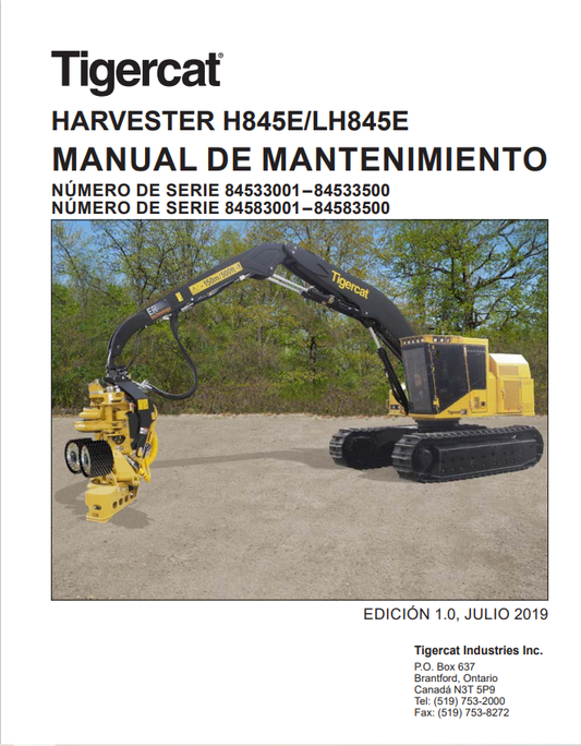 Tigercat H845E, LH845E Harvester Maintenance Manual 54714A