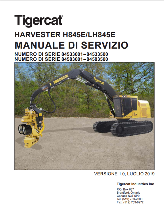 Tigercat H845E, LH845E Harvester Service Manual 54713AENG 1