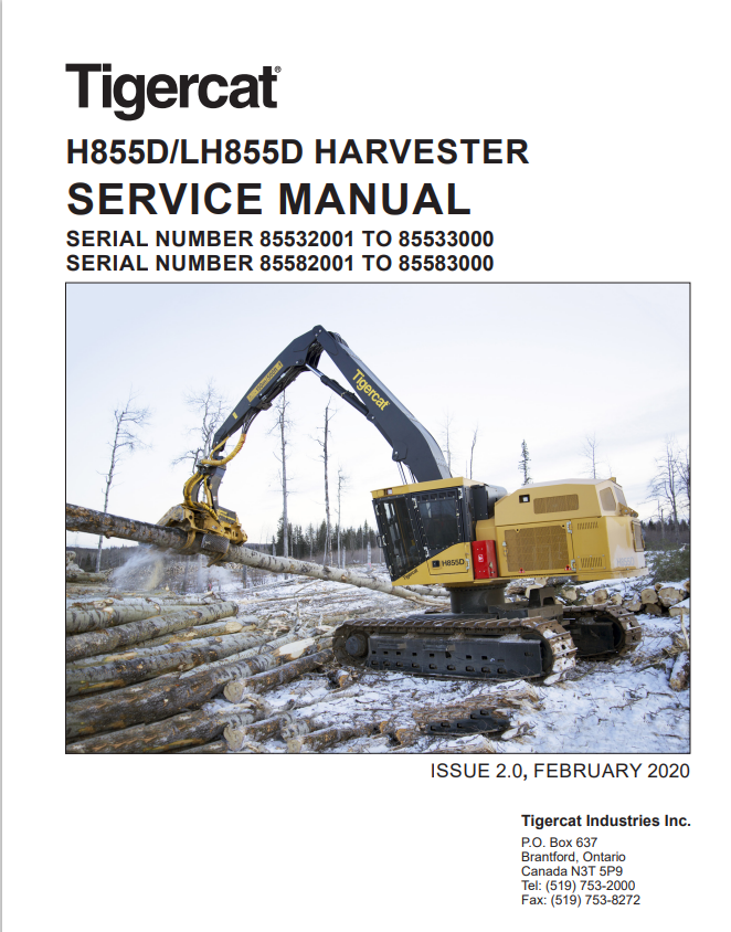 Tigercat H855D, LH855D Harvester Service Manual 44985AENG