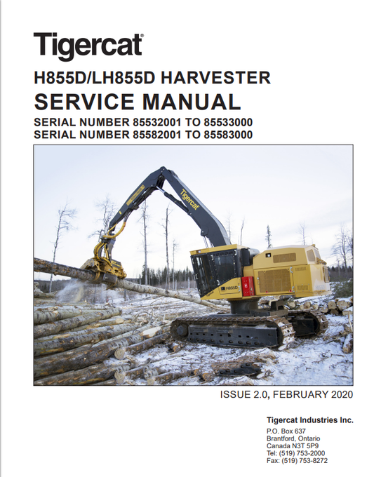 Tigercat H855D, LH855D Harvester Service Manual 44985AENG