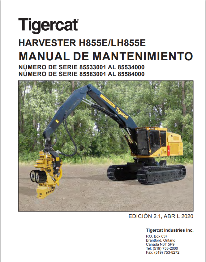 Tigercat  H855E, LH855E Felling And Processing Machine Maintenance Manual 51127A