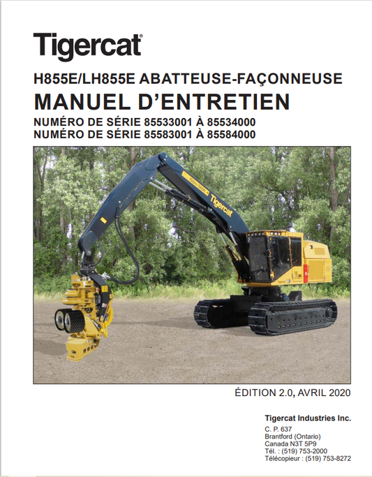 Tigercat H855E, LH855E Harvester Maintenance Manual 51127A