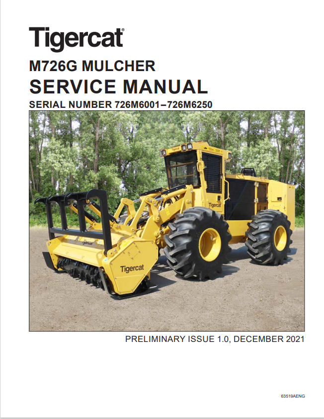 Tigercat M726G Mulcher Service Manual 63519AENG