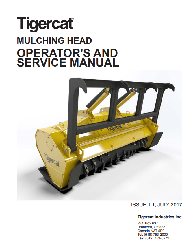 Tigercat Mulching Head Operator and Service Manual 51394AENG
