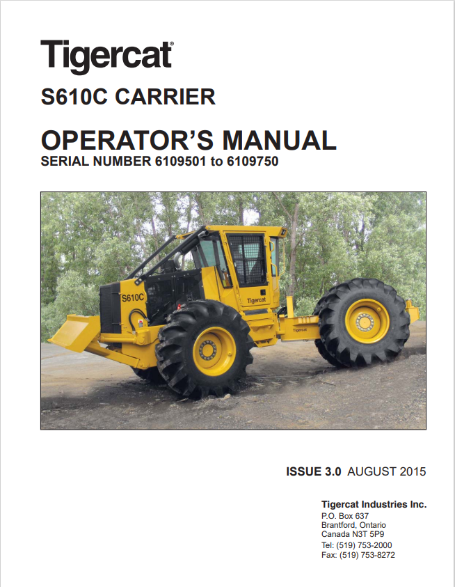 Tigercat S610C Carrier Operator Manual 36309A