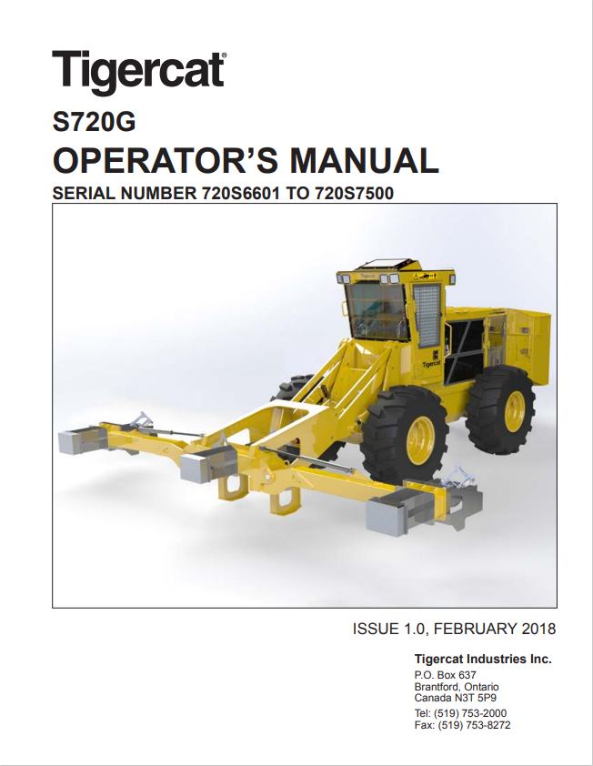 Tigercat S720G Operator Manual 54545AENG