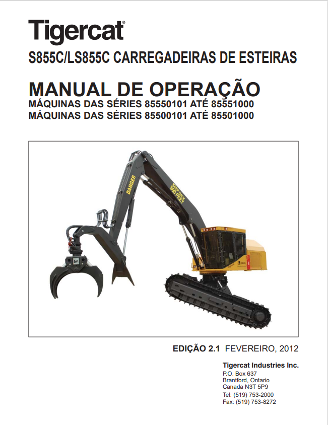 Tigercat S855C, LC855C Tracked Loader Operating Manual 38502A