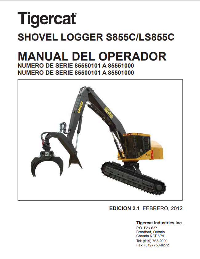 Tigercat S855C, LS855C Shovel Logger Operator Manual 43380A