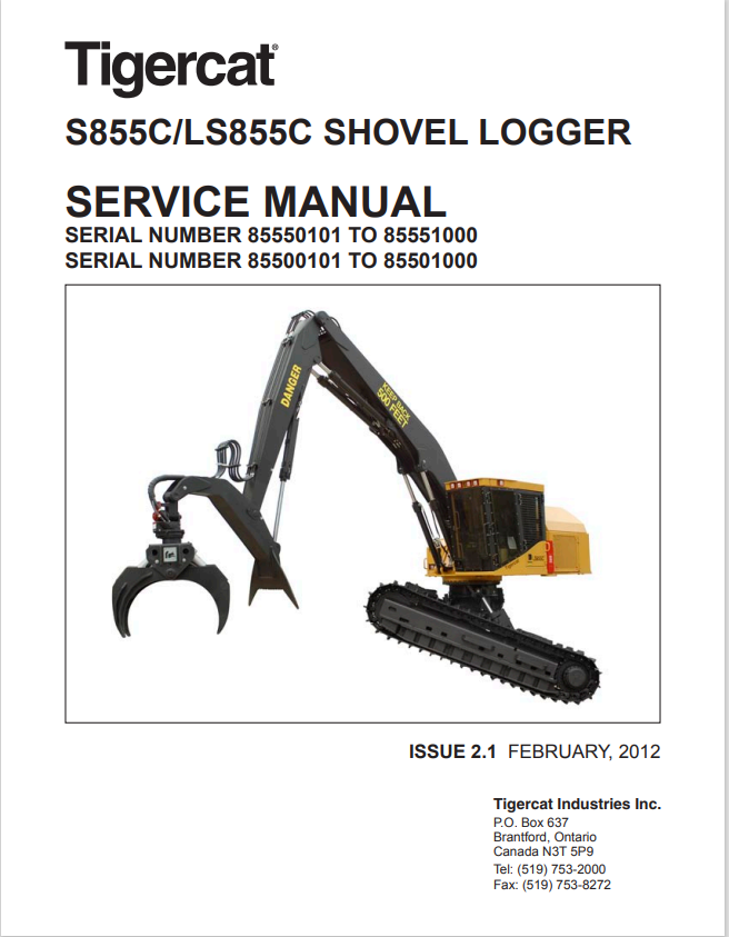 Tigercat S855C, LS855C Shovel Logger Service Manual 33046A