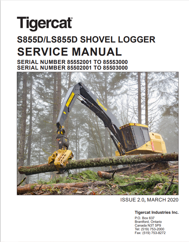 Tigercat S855D, LS855D Shovel Logger Service Manual 45588AENG