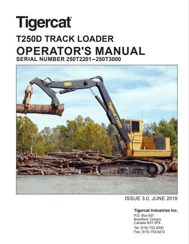 Tigercat T250D Track Loader Operator Manual 42784AENG 1