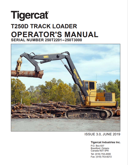 Tigercat T250D Track Loader Operator Manual 42784AENG 1