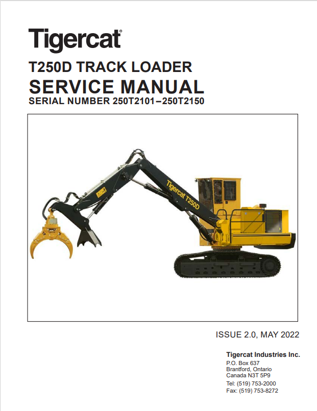 Tigercat T250D Track Loader Service Manual 42785AENG
