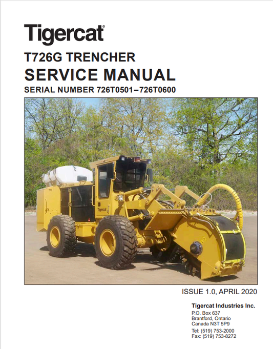 Tigercat T726G Trencher Service Manual 45910AENG