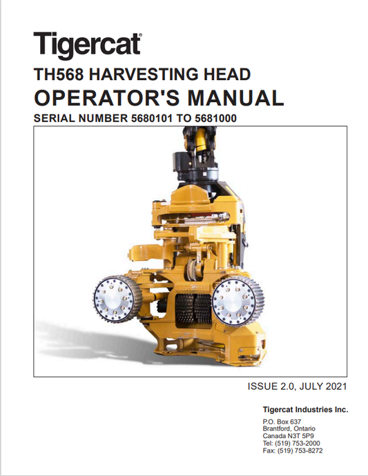 Tigercat TH568 Harvesting Head Service Manual 56526AENG