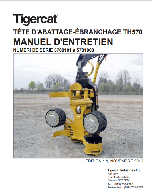 Tigercat TH570 Felling And Delimbing Head Maintenance Manual 45355A