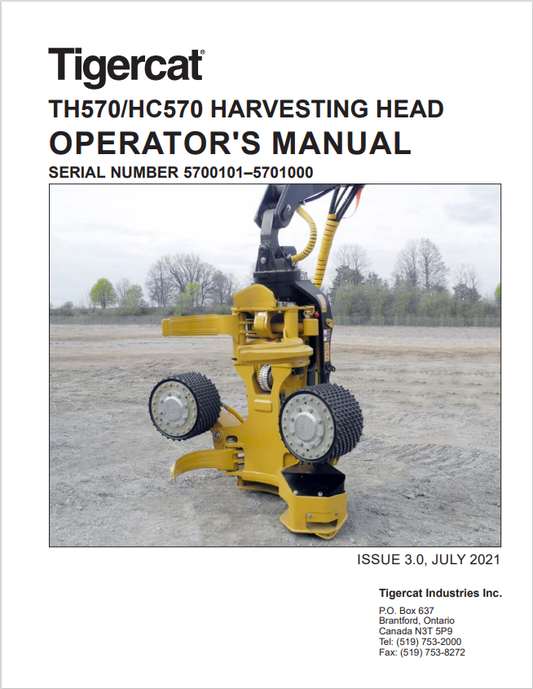 Tigercat TH570, HC570, TH570, HC570 Harvesting Head Operator Manual 45353AENG