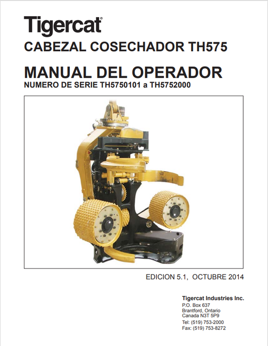 Tigercat TH575 Harvesting Head Operator Manual 28944A